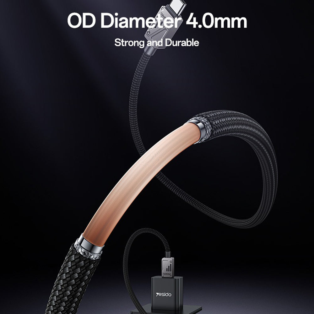 USB-C Daten- und Ladekabel - USB-C Yesido CA196, 60W, 1.2m, Schwarz