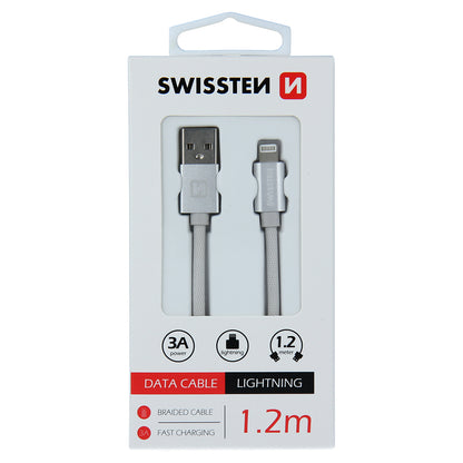 Daten- und Ladekabel USB-A – Lightning Swissten, 18 W, 1,2 m, Silber 71524203