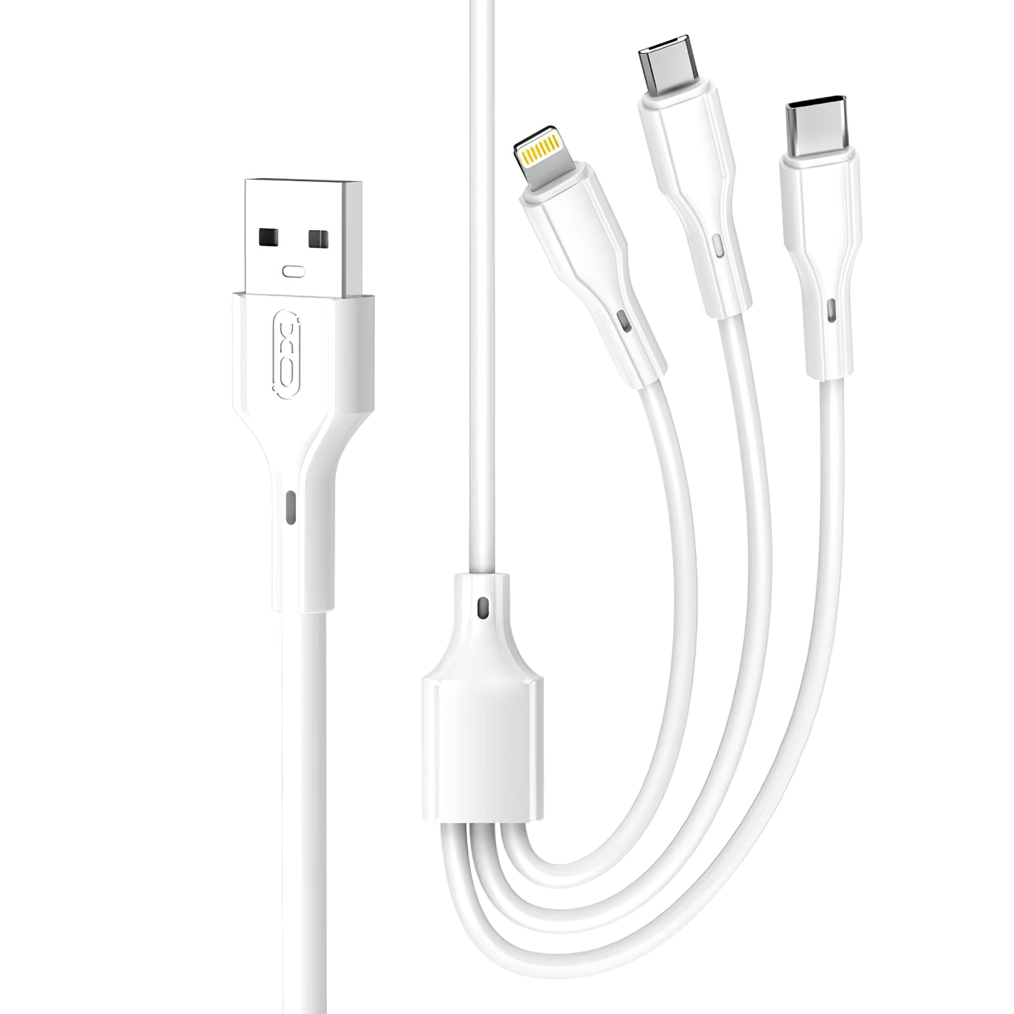 USB-A Charging Cable - Lightning / microUSB / USB-C XO Design NB230 3in1, 20W, 1m, White