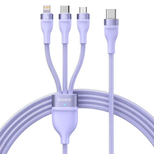Ladekabel USB-A - Lightning / microUSB / USB-C Baseus Flash Series II 3in1, 100W, 1.2m, Lila CASS030005