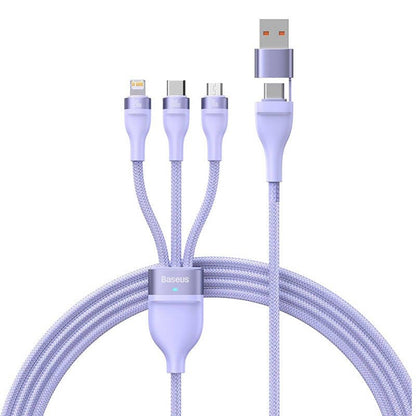 Ladekabel USB-A / USB-C - Lightning / microUSB / USB-C Baseus Flash Series II 3in1, 100W, 1.2m, Lila CASS030105
