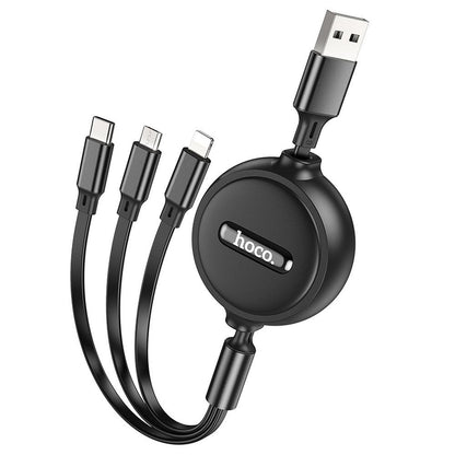 USB-A Charging Cable - Lightning / microUSB / USB-C HOCO X75 3in1, 18W, 1m, Black