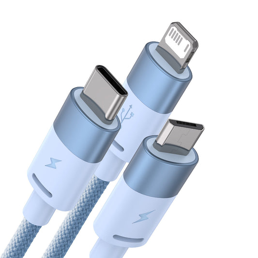 Ladekabel USB-A - Lightning / microUSB / USB-C Baseus StarSpeed 3in1, 20W, 1,2m, Blau CAXS000017