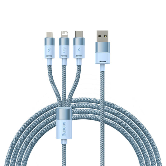Ladekabel USB-A - Lightning / microUSB / USB-C Baseus StarSpeed 3in1, 20W, 1,2m, Blau CAXS000017