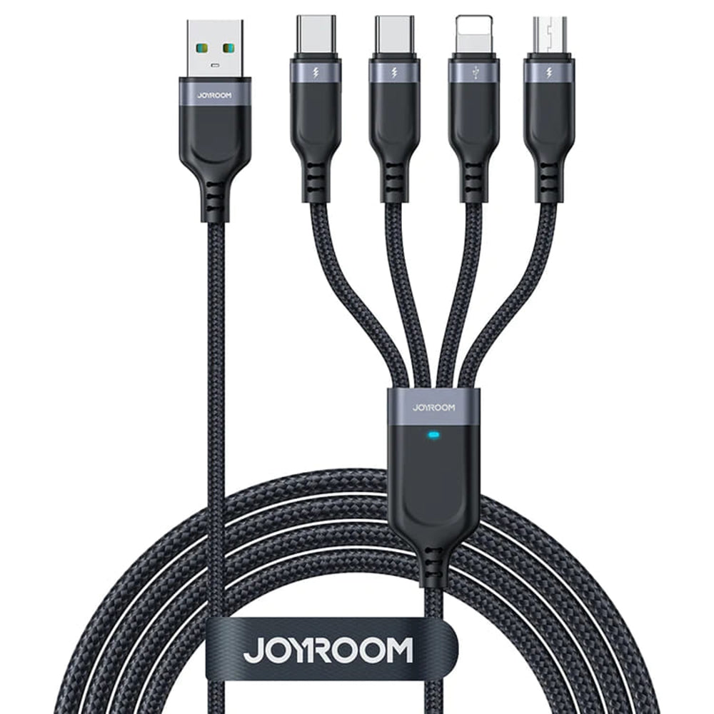 USB-A – Lightning / microUSB / 2 x USB-C Ladekabel Joyroom S-1T4018A18, 20 W, 1,2 m, Schwarz