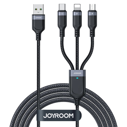 Ladekabel USB-A - Lightning / microUSB / USB-C Joyroom S-A18 3in1, 20W, 0.3m, Schwarz