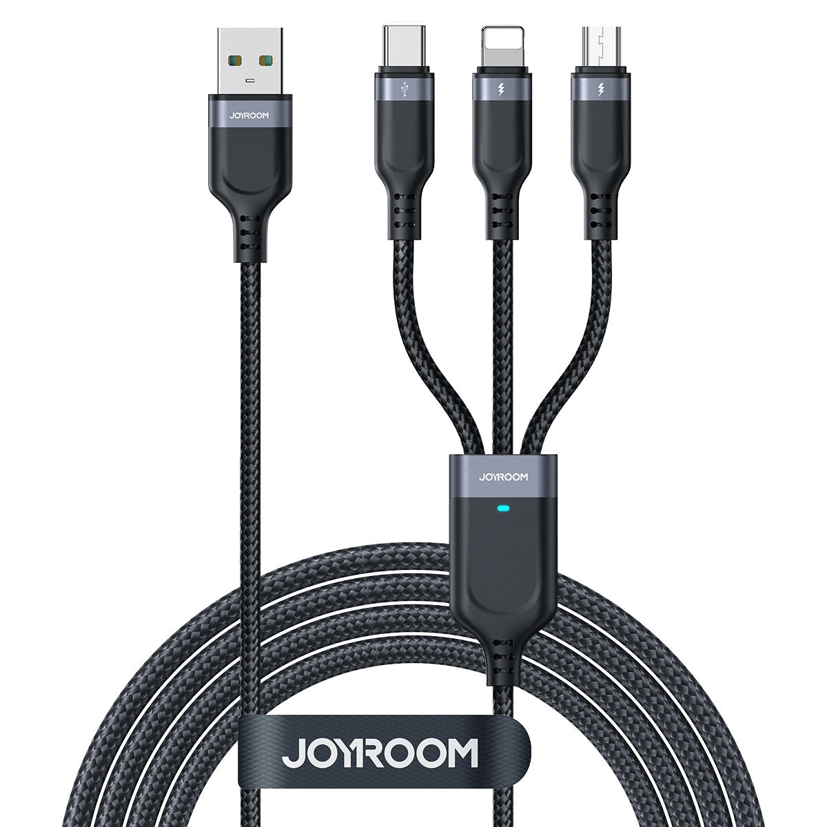 USB-A - Lightning / microUSB / USB-C Charging Cable Joyroom S-A18, 18W, 1.2m, Black