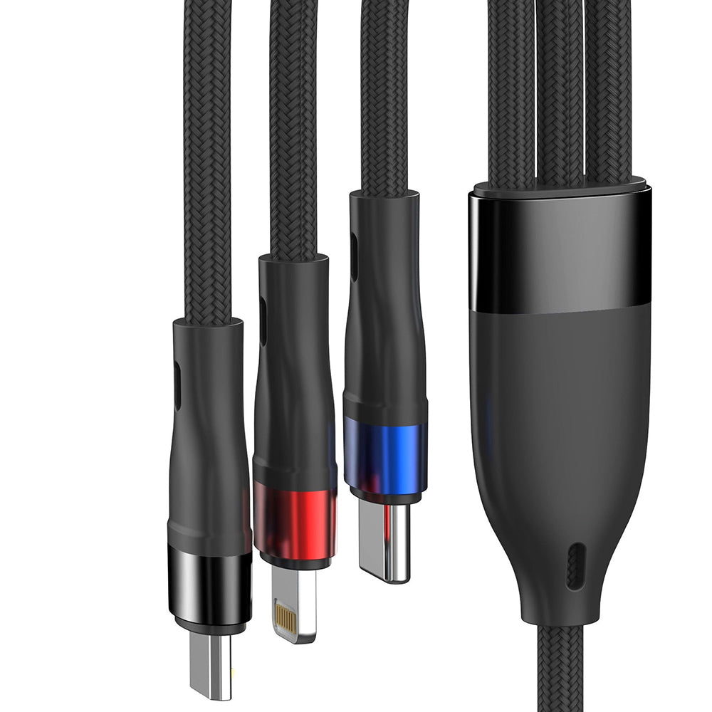 Ladekabel USB-A - Lightning / microUSB / USB-C 3MK Hyper N, 18W, 1,2m, Schwarz