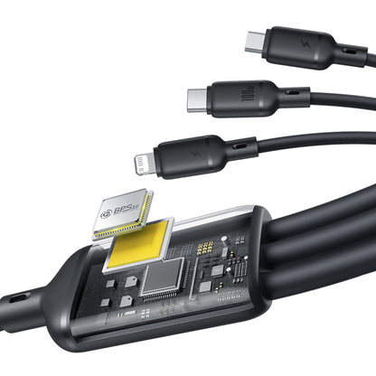 USB-A - Lightning / microUSB / USB-C Baseus Silky 3in1 Ladekabel, 100W, 1.5m, Schwarz P10377705123-00
