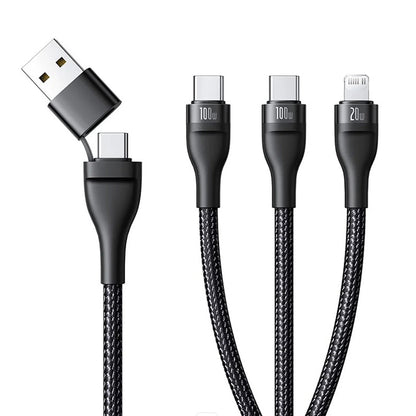 Ladekabel USB-A / USB-C - Lightning / 2 x USB-C Baseus Flash Series III 3in1, 100W, 1,5m, Schwarz P10377800U01-00