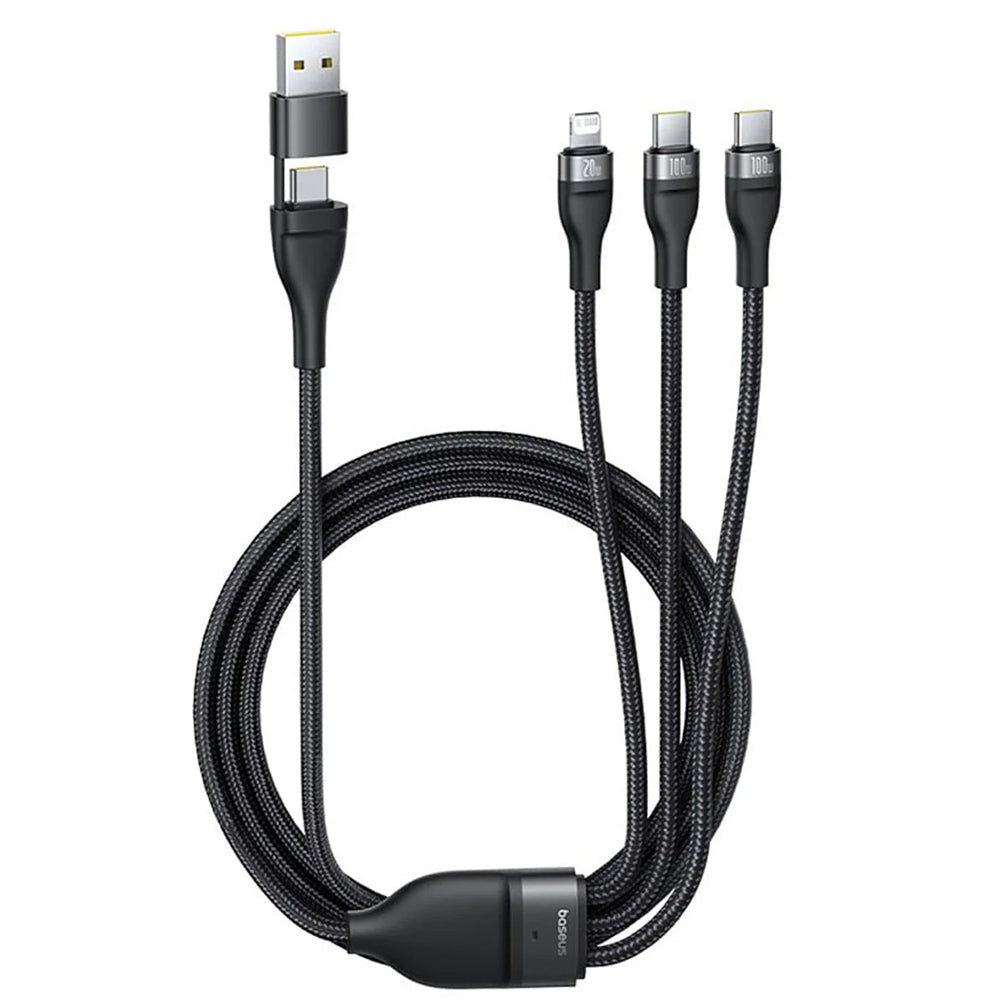 Ladekabel USB-A / USB-C - Lightning / 2 x USB-C Baseus Flash Series III 3in1, 100W, 1,5m, Schwarz P10377800U01-00