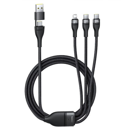 Ladekabel USB-A / USB-C - Lightning / 2 x USB-C Baseus Flash Series III 3in1, 100W, 1,5m, Schwarz P10377800U01-00
