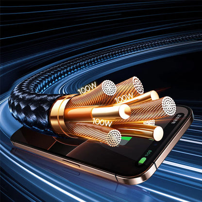 Ladekabel USB-A / USB-C - Lightning / 2 x USB-C Baseus Flash Series III 3in1, 100W, 1,5m, Schwarz P10377800U01-00