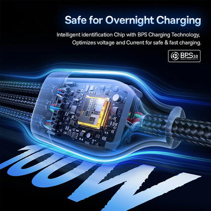 Ladekabel USB-A / USB-C - Lightning / 2 x USB-C Baseus Flash Series III 3in1, 100W, 1,5m, Schwarz P10377800U01-00
