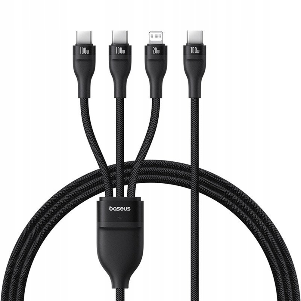USB-C-Ladekabel - Lightning / 2 x USB-C Baseus Flash Series III 3in1, 100W, 1,5m, Schwarz, Neuware mit geöffneter Verpackung P10377502111-00