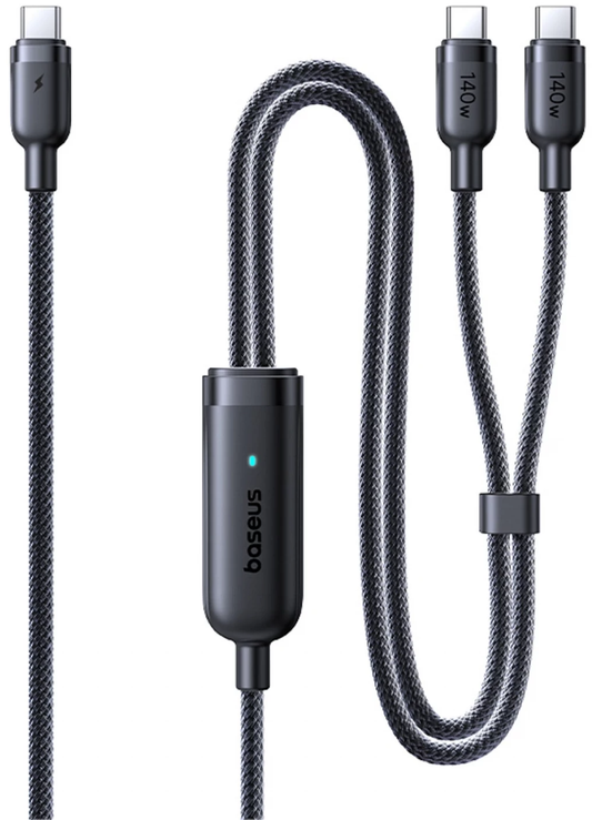 USB-C Ladekabel - 2 x USB-C Baseus Flash 4 2in1, 140W, 1,5m, Schwarz E0426X00