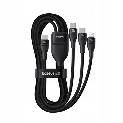 USB-C-Ladekabel - Lightning / 2 x USB-C Baseus Flash Series III 3in1, 100W, 1,5m, Schwarz, Neuware mit geöffneter Verpackung P10377502111-00