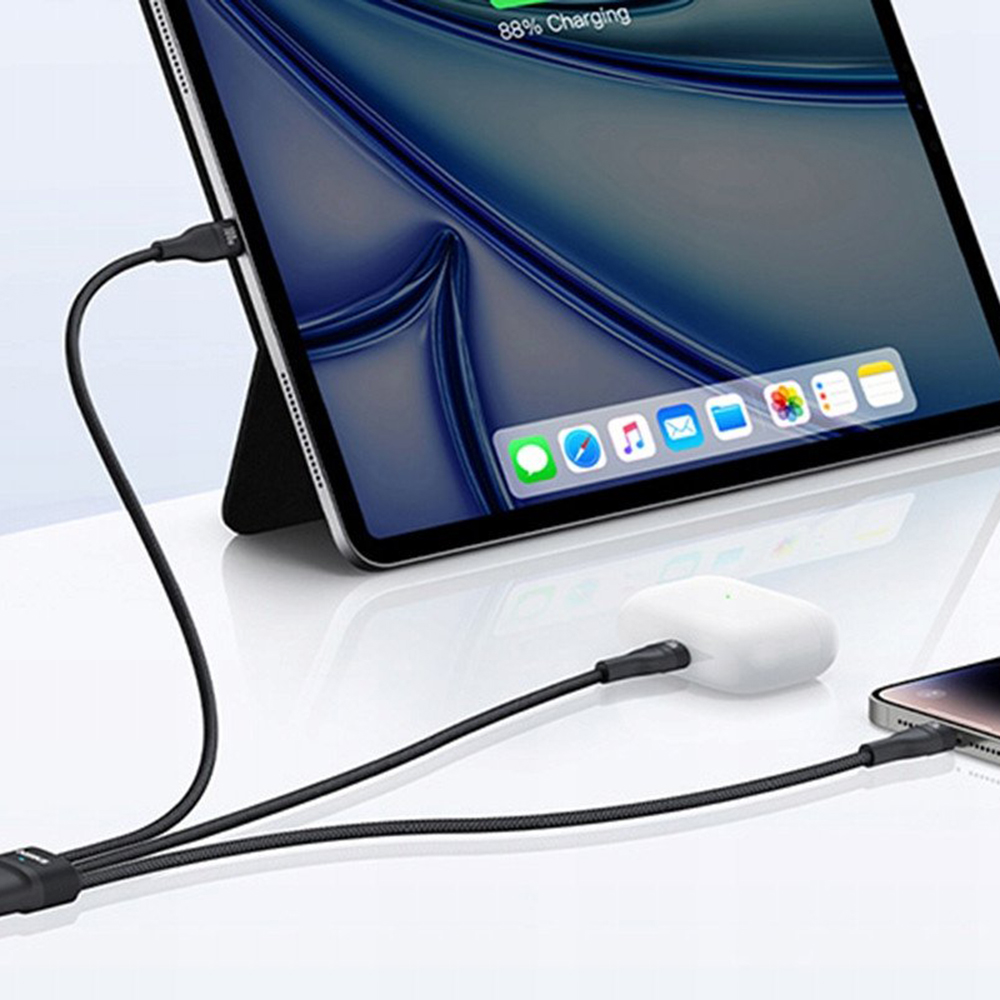 USB-C-Ladekabel - Lightning / 2 x USB-C Baseus Flash Series III 3in1, 100W, 1,5m, Schwarz, Neuware mit geöffneter Verpackung P10377502111-00