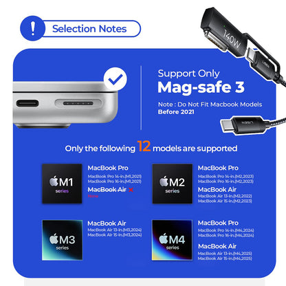 USB-C Ladekabel - USB-C / MagSafe 3 Lisen, 140W, 2m, Grau YL0124070021