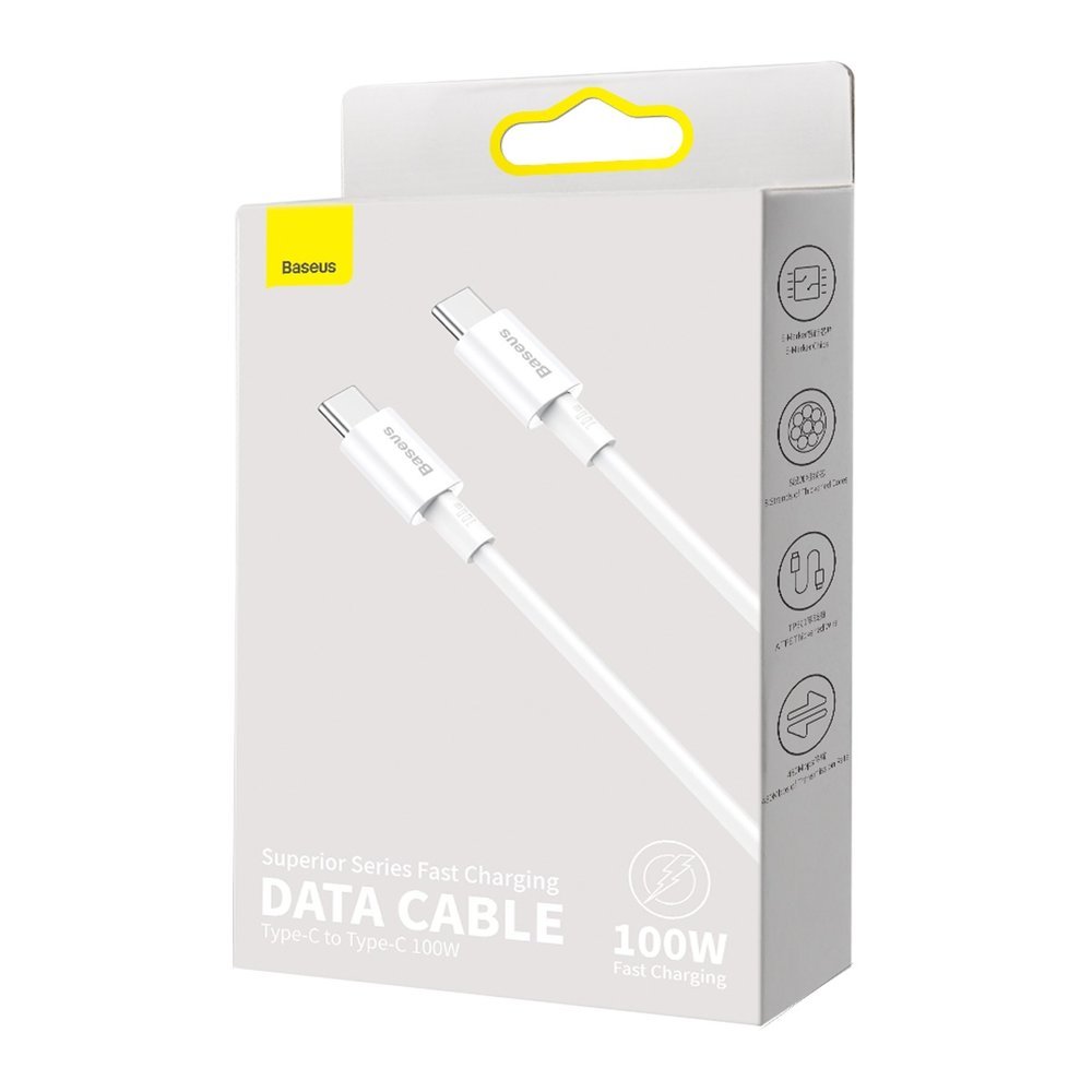 Data and Charging Cable USB-C - USB-C Baseus Superior Series, 100W, 1m, White CATYS-B02