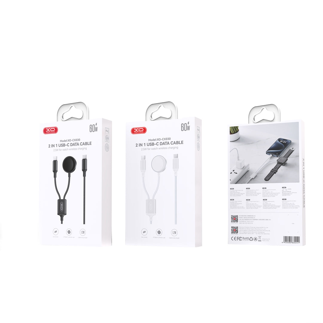 Wireless-Ladegerät XO Design CX030 für Apple Watch Series, USB-C, Schwarz