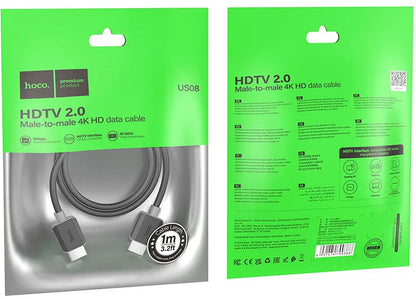 Video-Kabel HOCO US08, HDMI - HDMI, 4K, 1m, Schwarz