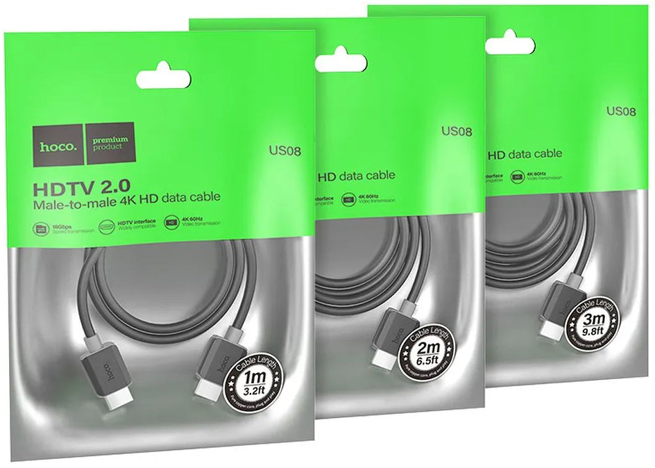 Video-Kabel HOCO US08, HDMI - HDMI, 4K, 1m, Schwarz