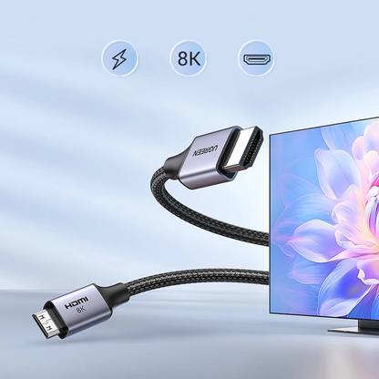 Video-Kabel UGREEN HD163, miniHDMI - HDMI, 8K, 2m, Grau