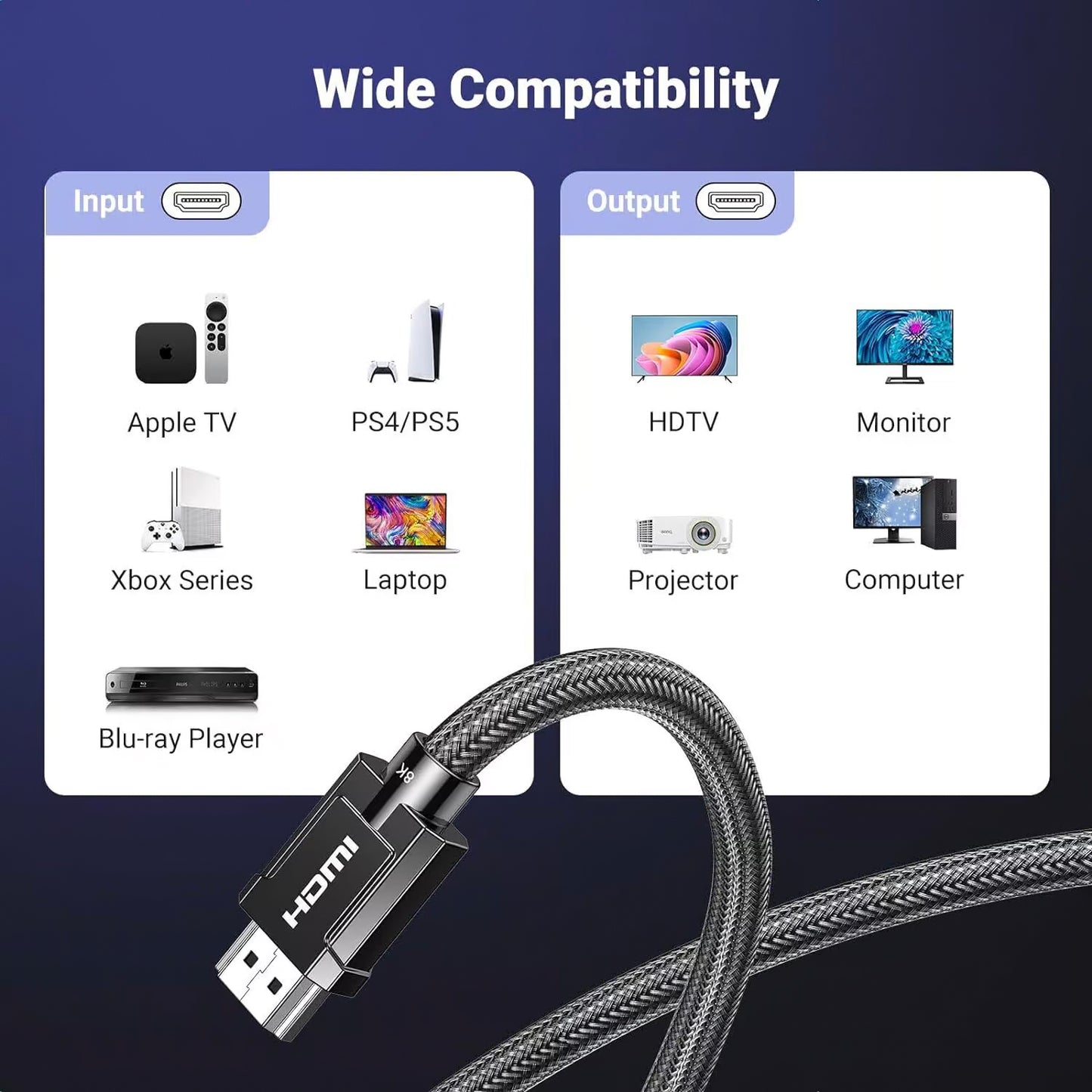 UGREEN Video Kabel, HDMI - HDMI, 8K, 1,5m, Schwarz