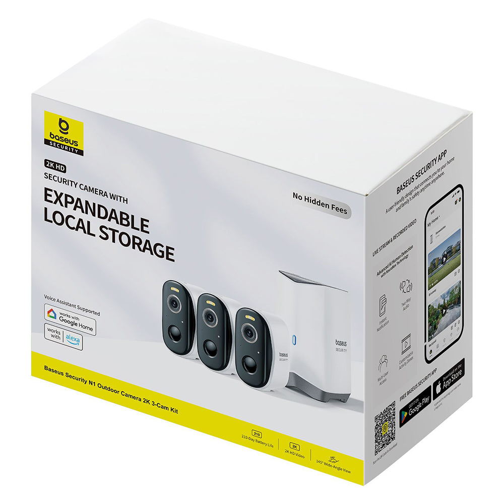 Baseus N1 Überwachungskamera, Wi-Fi, 2K, IP67, Außenbereich, 3er-Set S0TW012131