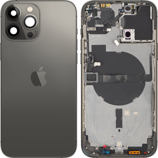 Apple iPhone 13 Pro Max Akkudeckel, mit mittlerem Gehäuse, Schwarz (Graphit), Swap