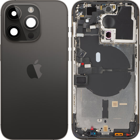 Apple iPhone 14 Pro Akkudeckel, mit Mittelgehäuse, Schwarz (Space Black), Swap