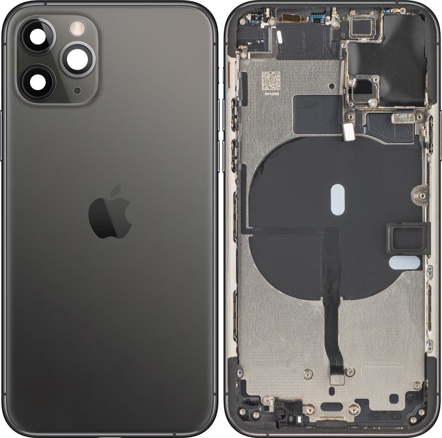 Apple iPhone 11 Pro Akkudeckel, mit Mittelgehäuse, Schwarz (Space Grey), Swap