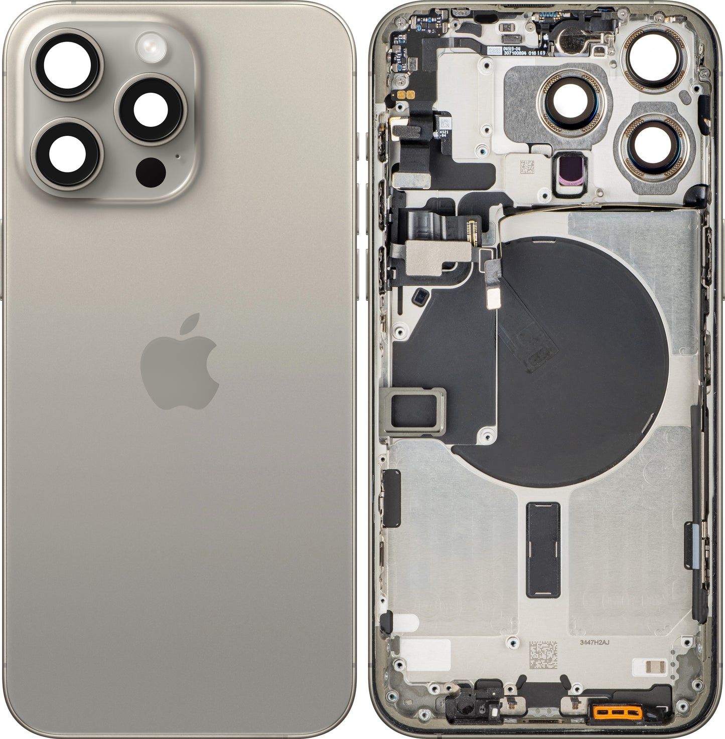 Akkuabdeckung Apple iPhone 15 Pro Max, mit Mittelgehäuse, Beige (Natural Titanium), Swap