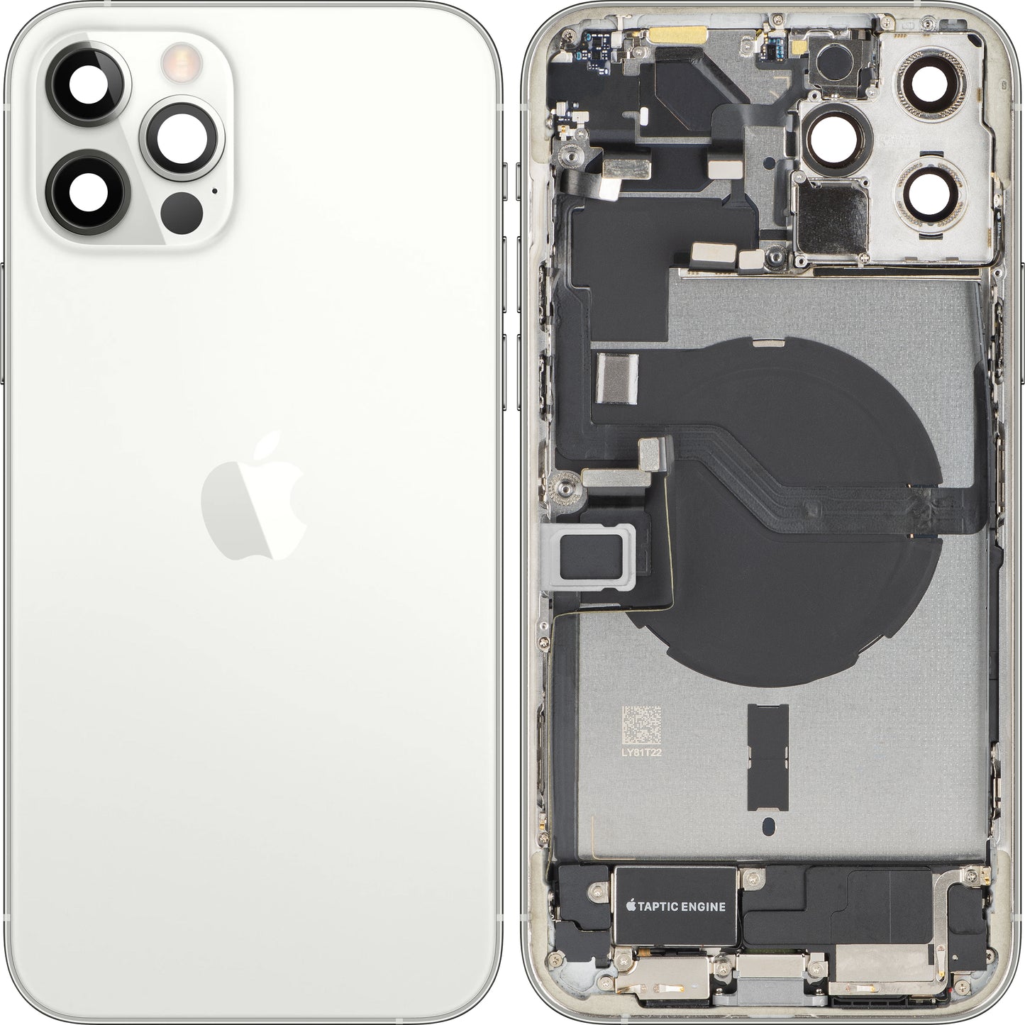 Batteriedeckel Apple iPhone 12 Pro Max, mit Mittelgehäuse, vollständige Teile, Silber, Swap