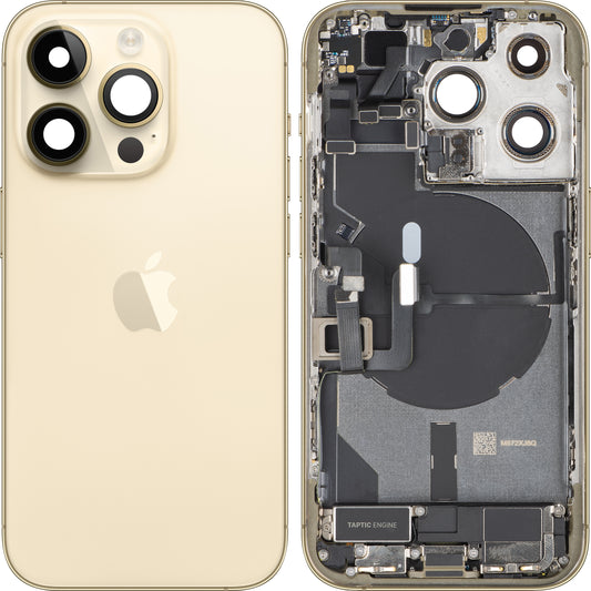 Apple iPhone 14 Pro Batteriedeckel, mit Mittelgehäuse, Vollständige Teile, Gold, Swap