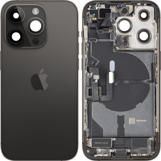 Akkuabdeckung Apple iPhone 14 Pro, mit Mittelgehäuse, Vollständige Teile, Schwarz (Space Black), Swap