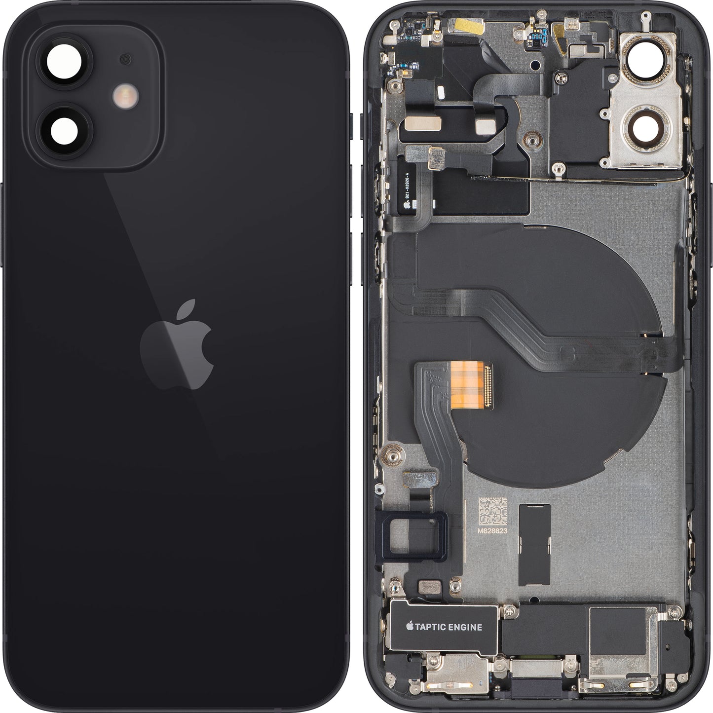 Apple iPhone 12 Akkudeckel, mit Mittelgehäuse, Vollständige Teile, Schwarz, Swap