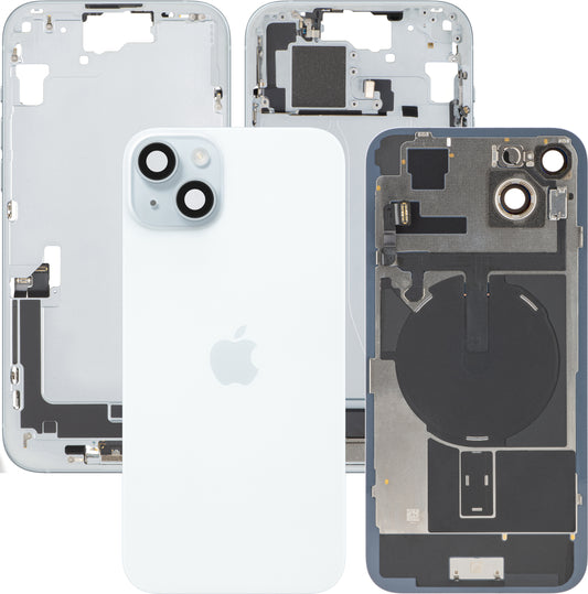 Apple iPhone 15 Plus Akkudeckel, mit Mittelgehäuse, Vollständige Teile, Blau, Swap