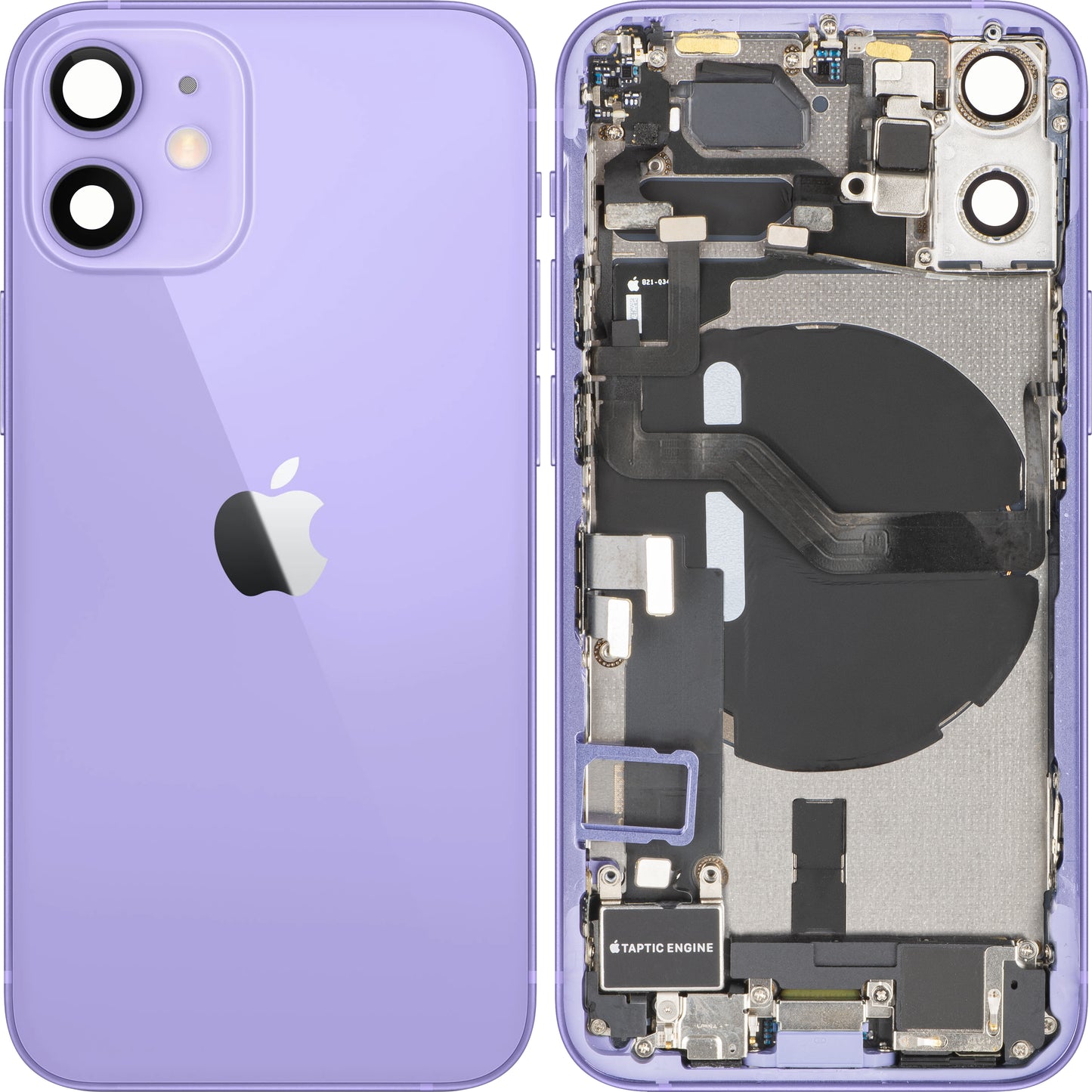 Batteriedeckel Apple iPhone 12 mini, mit Mittelgehäuse, Vollständige Teile, Lila, Tausch