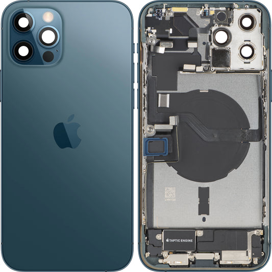 Apple iPhone 12 Pro Akkudeckel, mit Mittelgehäuse, Vollständige Teile, Blau (Pacific Blue), Swap