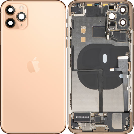 Batteriedeckel Apple iPhone 11 Pro Max, mit Mittelgehäuse, Komplettteile, Gold (Matt Gold), Premium Swap