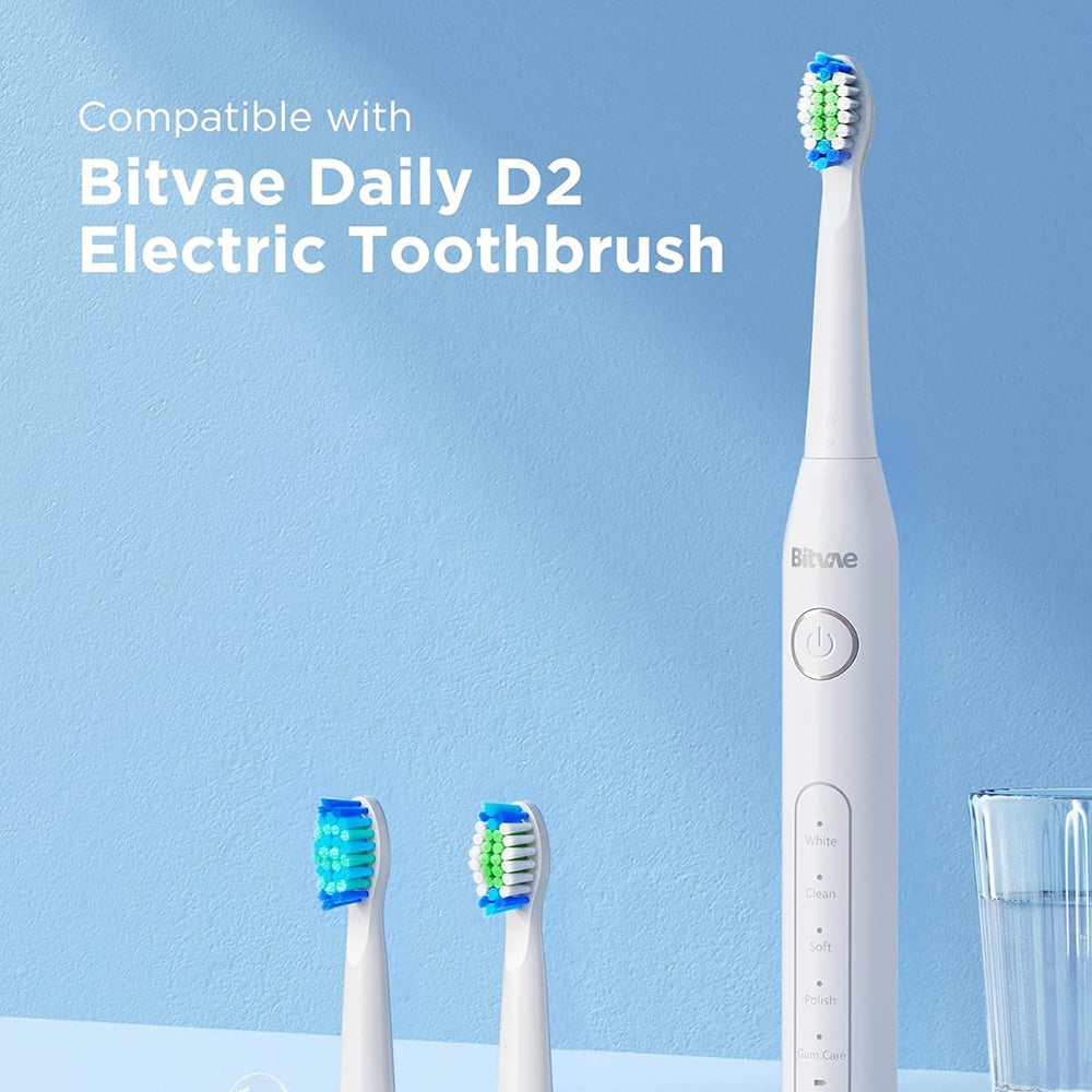 SDD2 Replacement Head for Bitvae D2 Electric Toothbrush, Set of 4, White