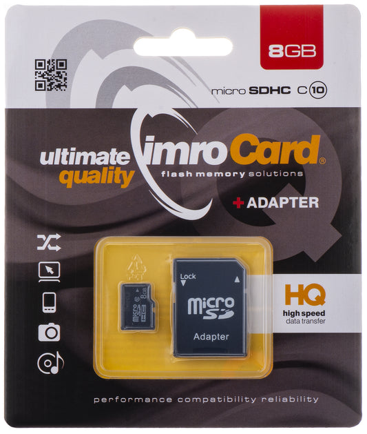 Imro microSDHC-Speicherkarte, 8 GB, Klasse 10, mit MicroSD10/8G-Adapter