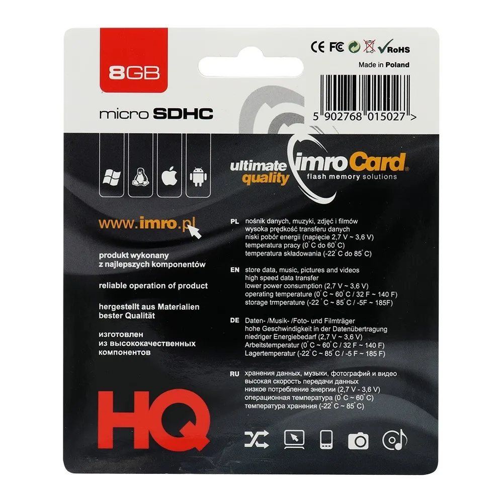 microSDHC Speicherkarte Imro, 8GB, Klasse 4
