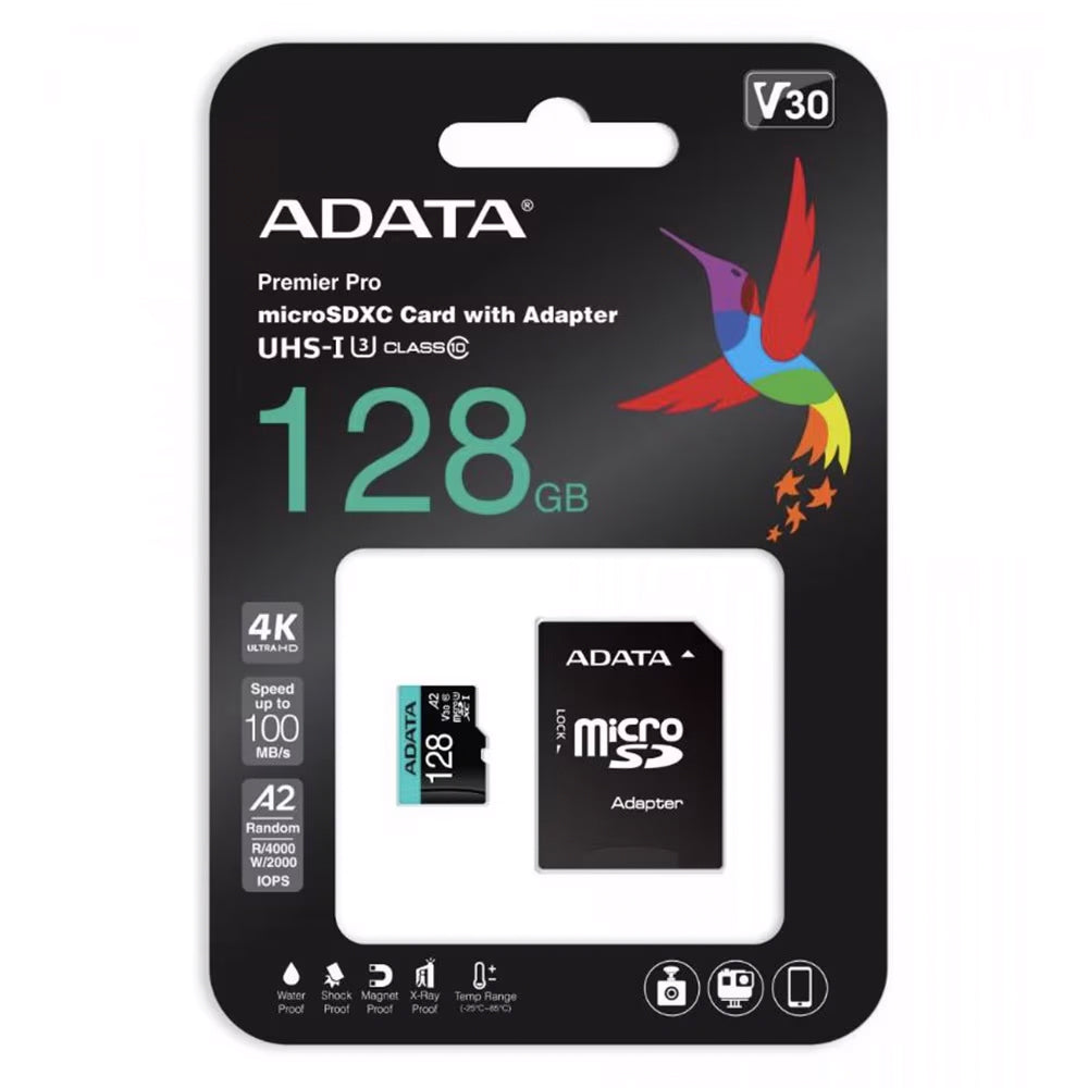Speicherkarte microSDXC Adata Premier Pro, 128GB, Klasse 10 / UHS-1 U3, mit Adapter AUSDX128GUI3V30SA2-RA1
