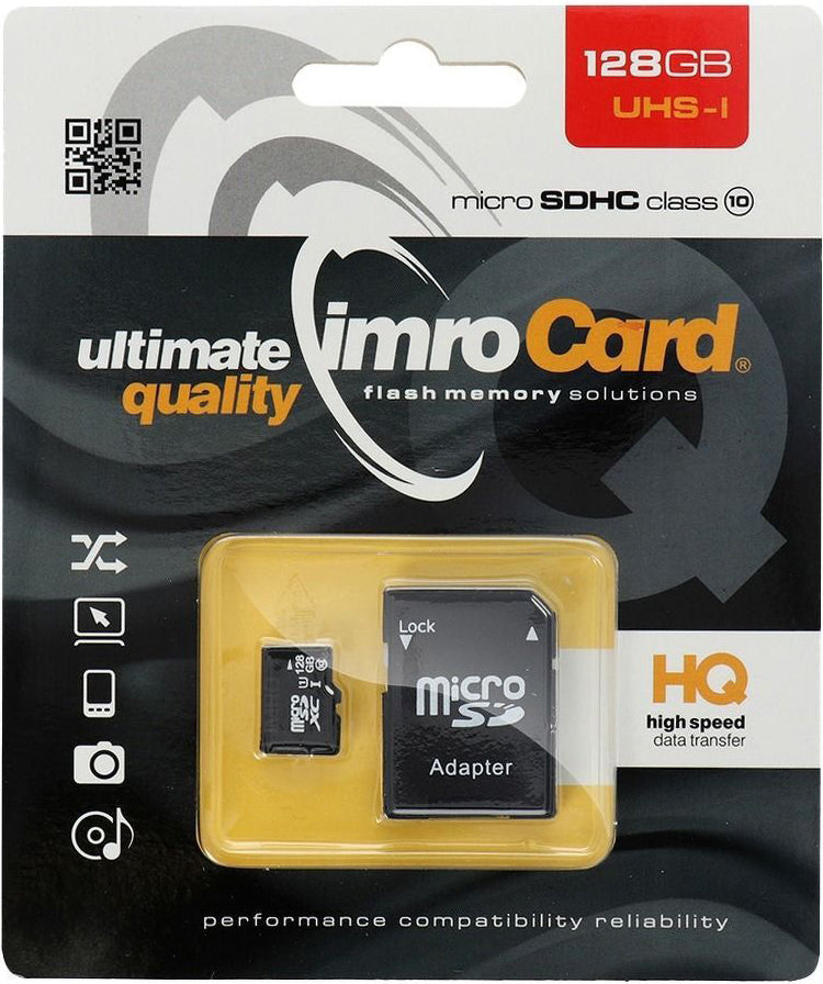 Speicherkarte microSDXC Imro, 128Gb, Klasse 10 / UHS-1 U1, mit Adapter