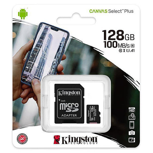 Speicherkarte microSDXC Kingston Canvas Select Plus Android A1, 128 GB, Klasse 10 / UHS-1 U1, mit Adapter SDCS2/128 GB