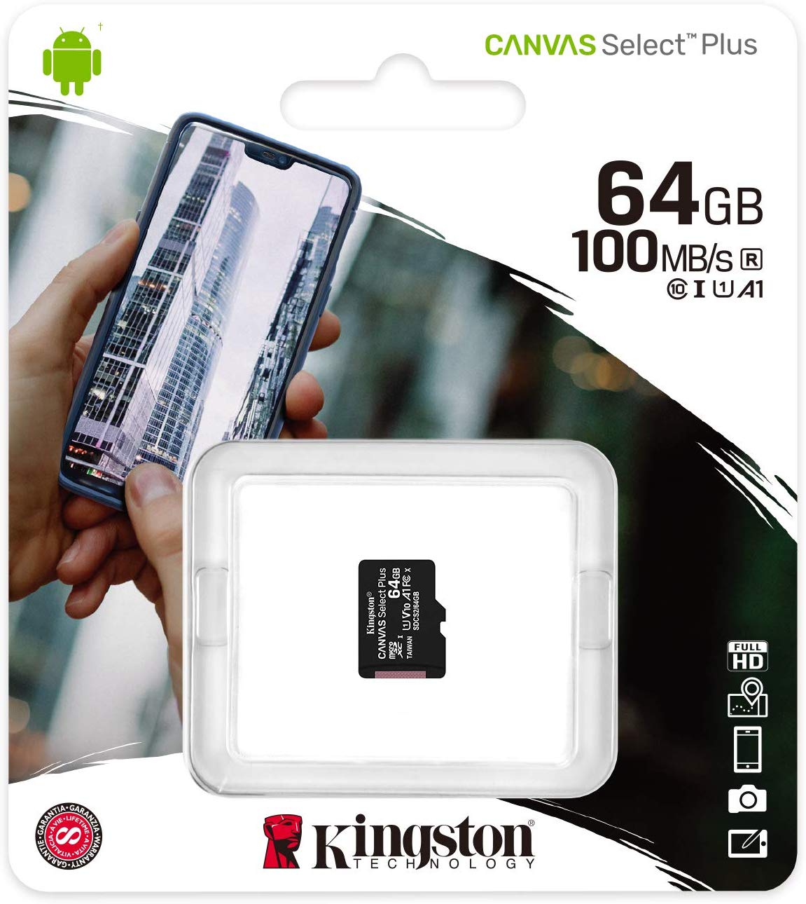 Speicherkarte microSDXC Kingston Canvas Select Plus, 64 GB, Klasse 10 / UHS-1 U1 SDCS2/64 GBSP