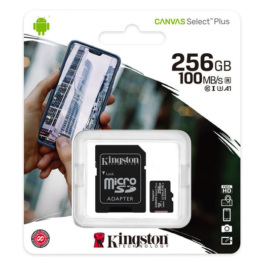 Kingston Canvas Select Plus Android A1 microSDXC Speicherkarte Kingston Canvas Select Plus Android A1, 256Gb, Klasse 10 / UHS-1 U1, mit SDCS2/256GB Adapter